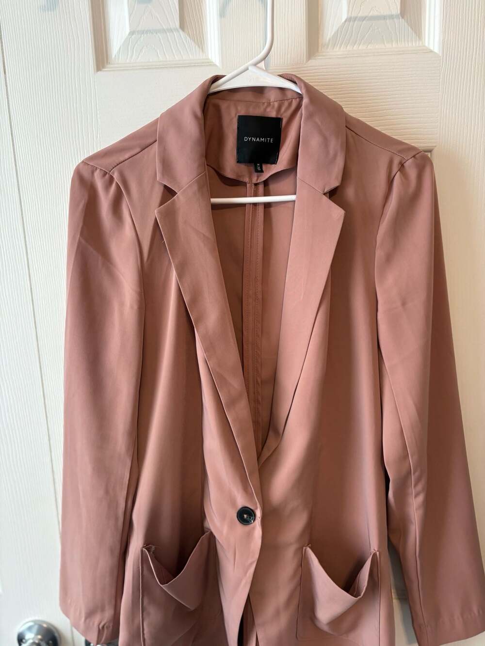 Dynamite Women's Blush Pink Single-Breasted Blazer, Size M